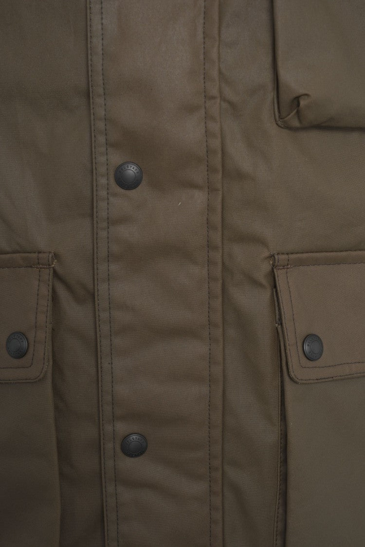Belstaff Brown Casual Jacket With Distinctive Corduroy Collar And Functional Pockets