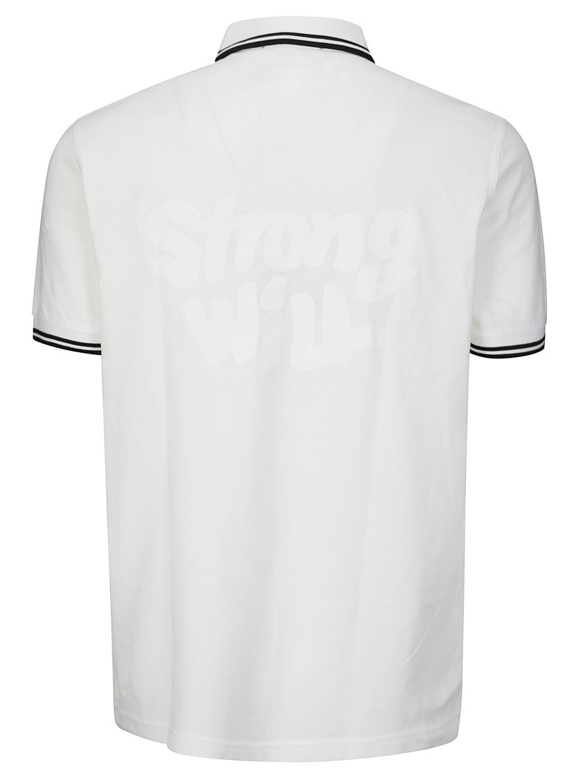 Comme Des Garçons White Cotton Polo With Contrasting Banded Collar