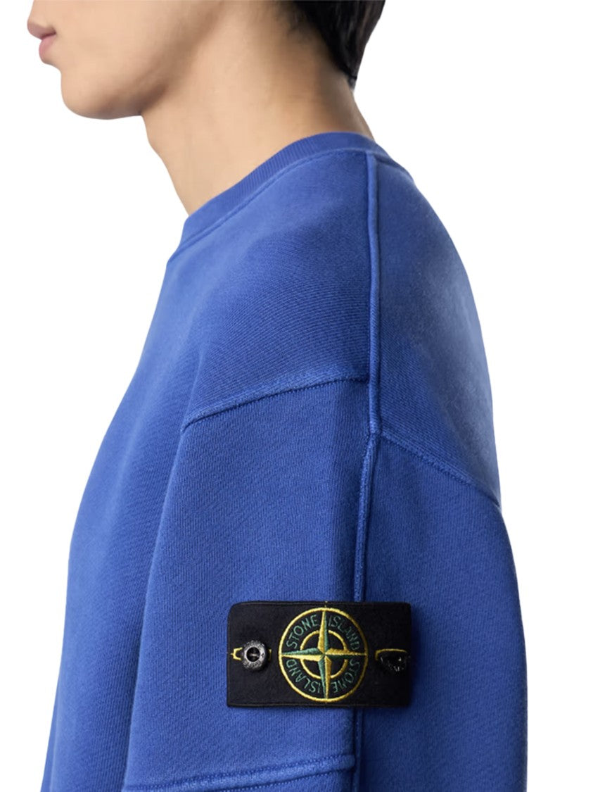 Stone Island Relaxed Fit Blue Knit Sweatshirt
