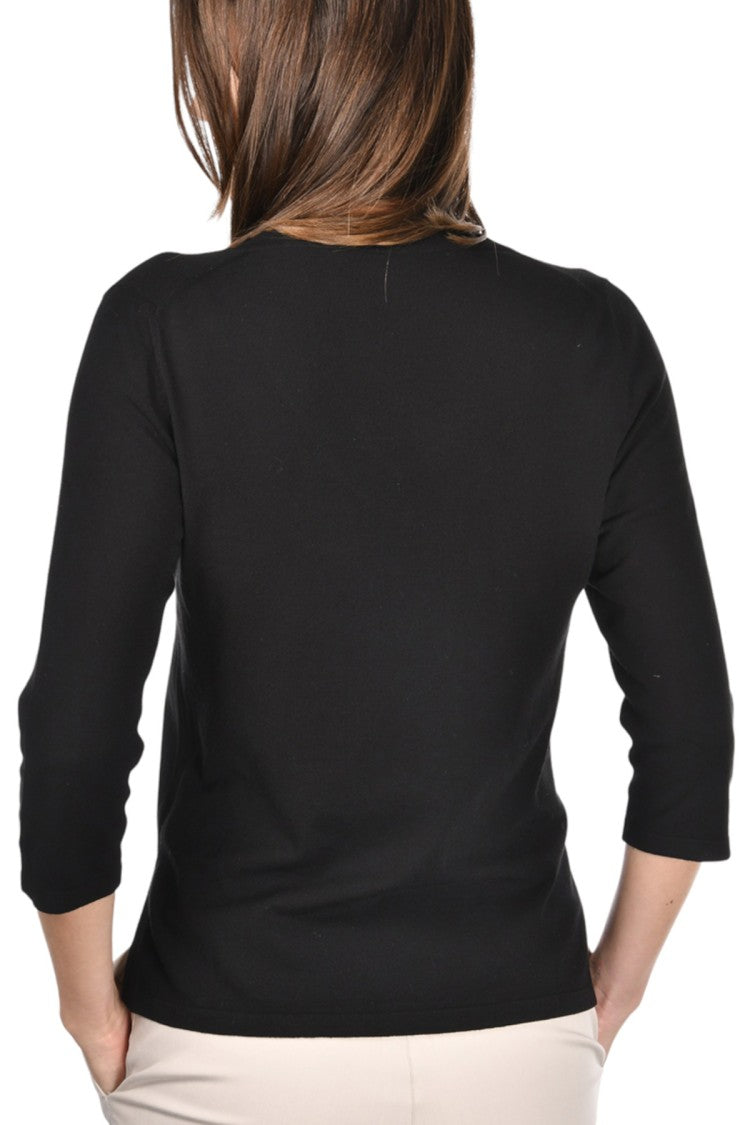 Paolo Fiorillo Capri Black Viscose Top With Wide V-Neckline