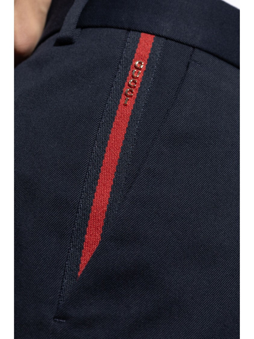 Gucci Blue Tailored Cotton Gabardine Web Trousers