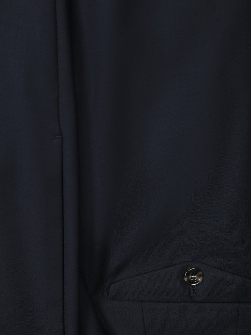 Dell'oglio Three-Button Blue Suit With Cropped Trousers