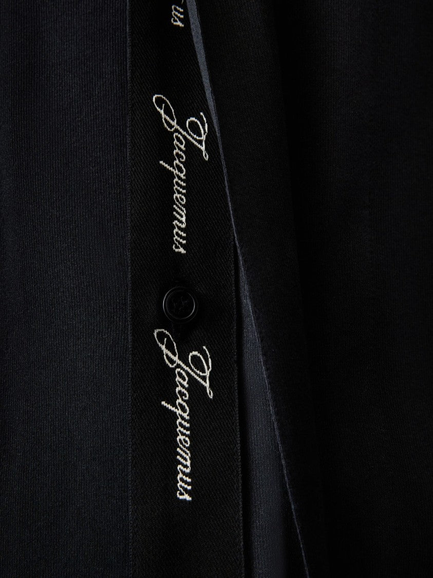 Jacquemus Black Paper-Effect Jersey Bowling Shirt
