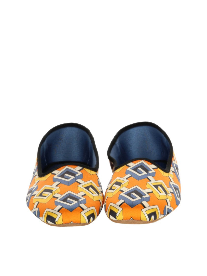 Gucci Geometric G Print Satin Voyage Slippers
