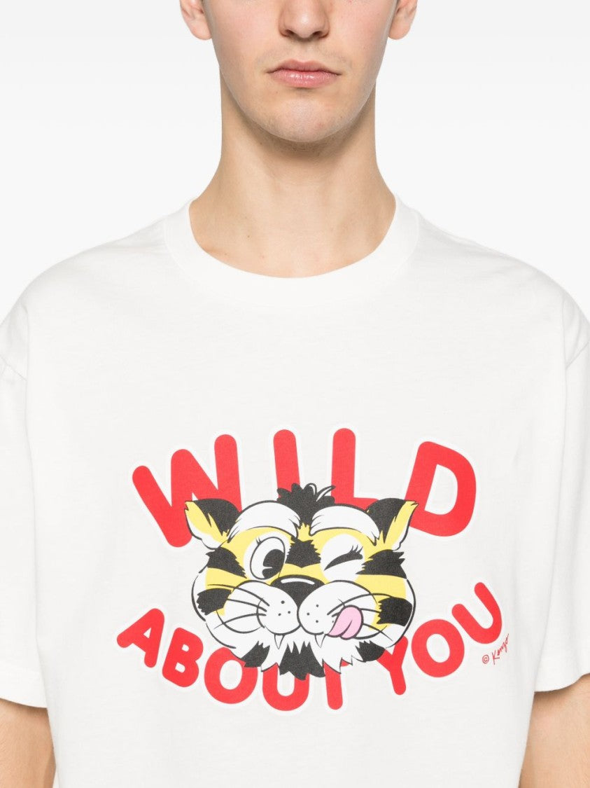 Kenzo Graphic White T-Shirt With Playful Tiger Design
