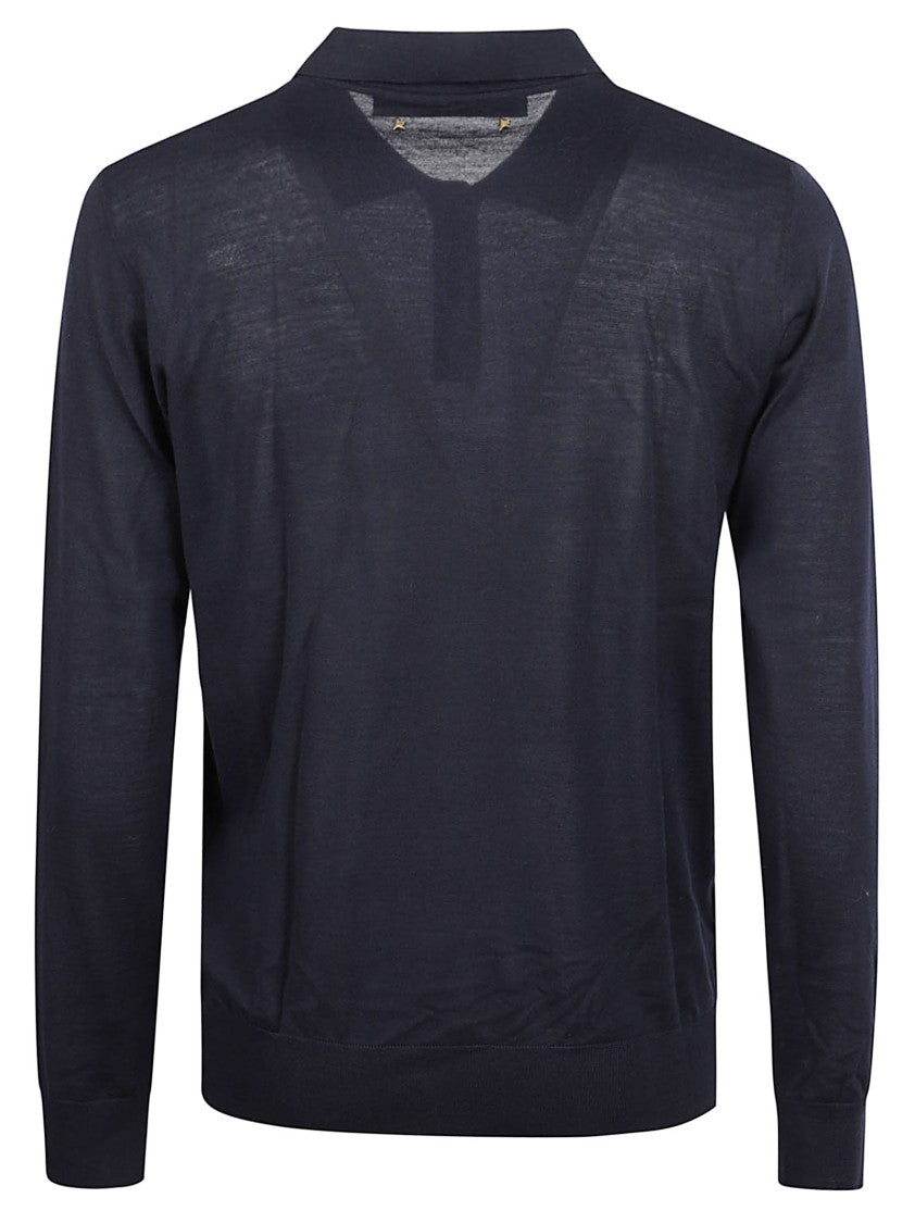 Golden Goose Classic Navy Blue Virgin Wool Polo Shirt