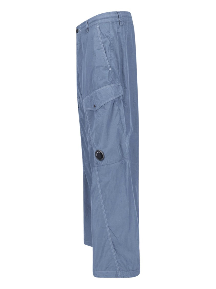 C.P. Company Wide-Leg Cargo Pants With Lens Detail And Smooth Fabric