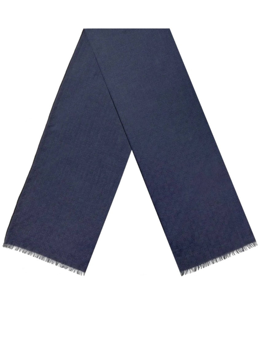Gucci Blue Softly G Wool Silk Scarf