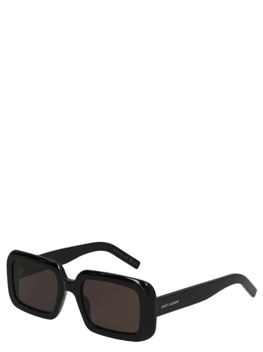 Saint Laurent Bold Square Frame Sunglasses With Engraved Temples