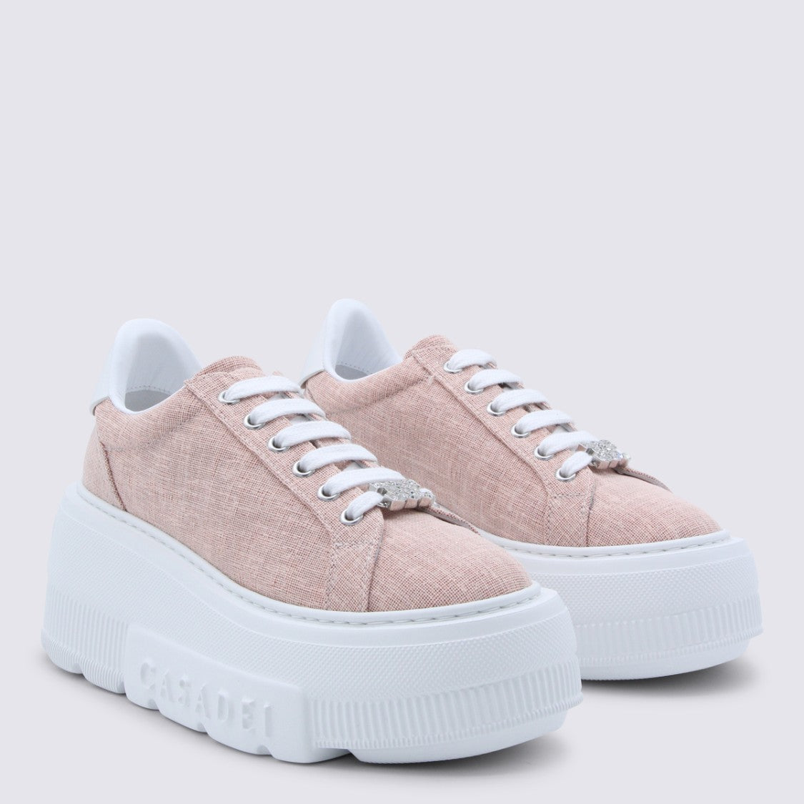 Casadei Textured Pink Nexus Solar Eclipse Sneakers With Rhinestone Detail