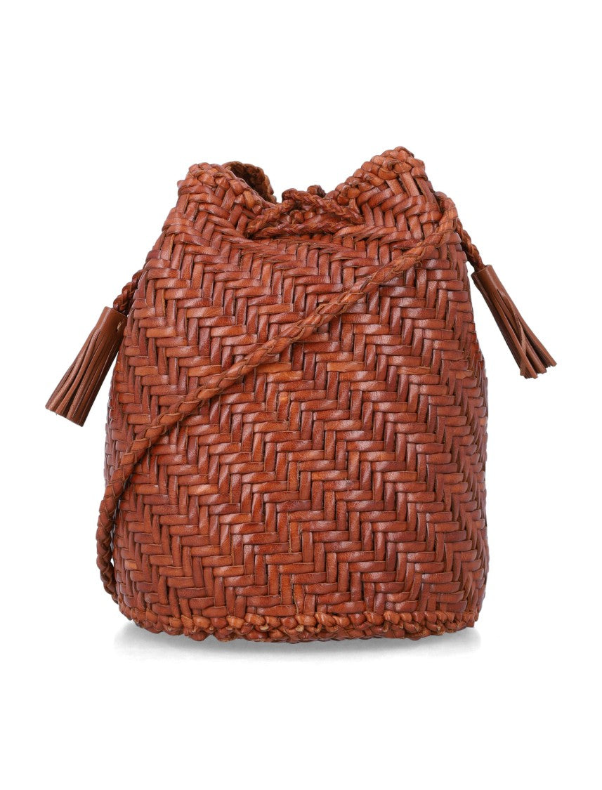 Dragon Diffusion Pompom Woven Bucket Bag