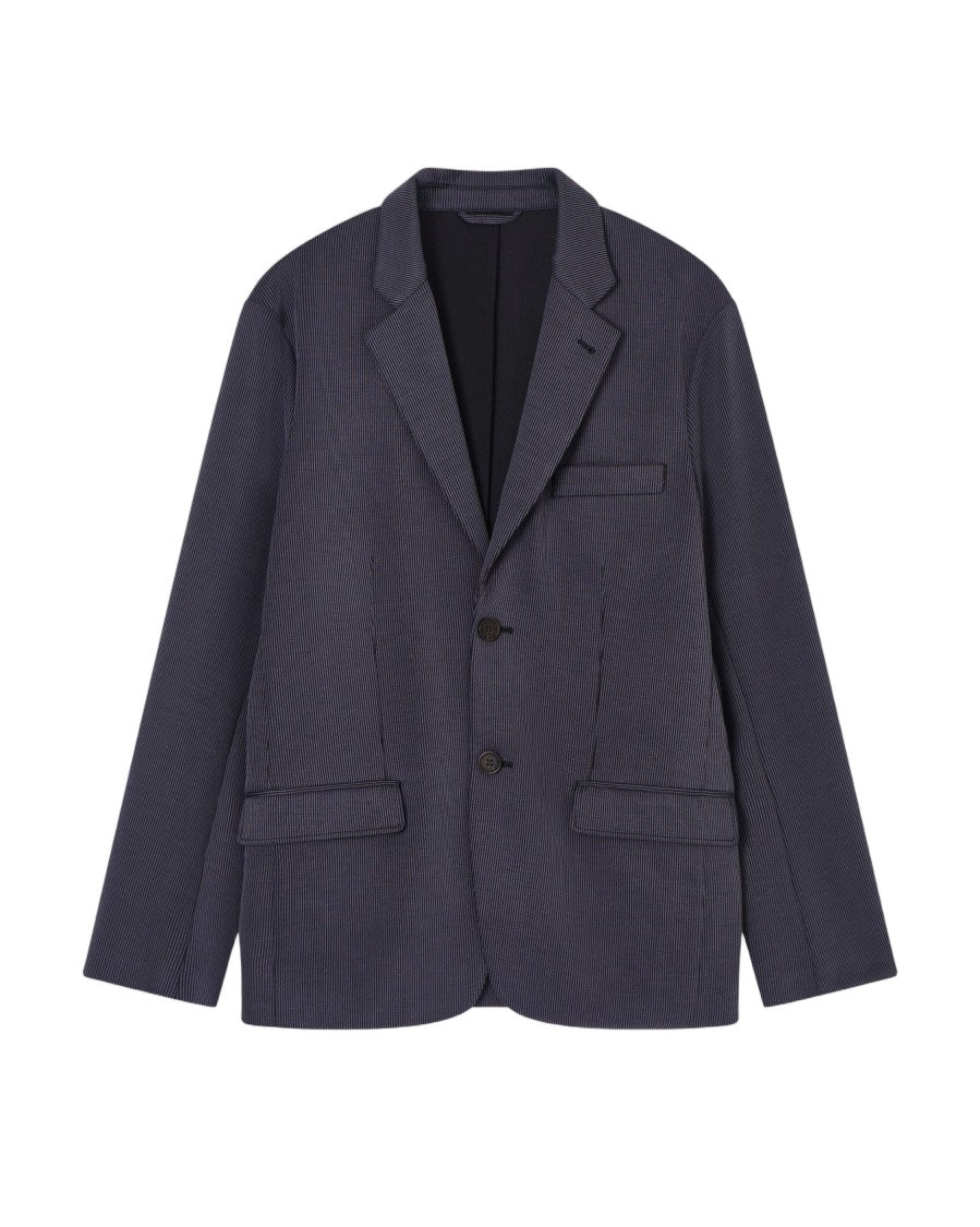 Emporio Armani Textured Black Blazer With Single-Breasted Design And Tailored Fit