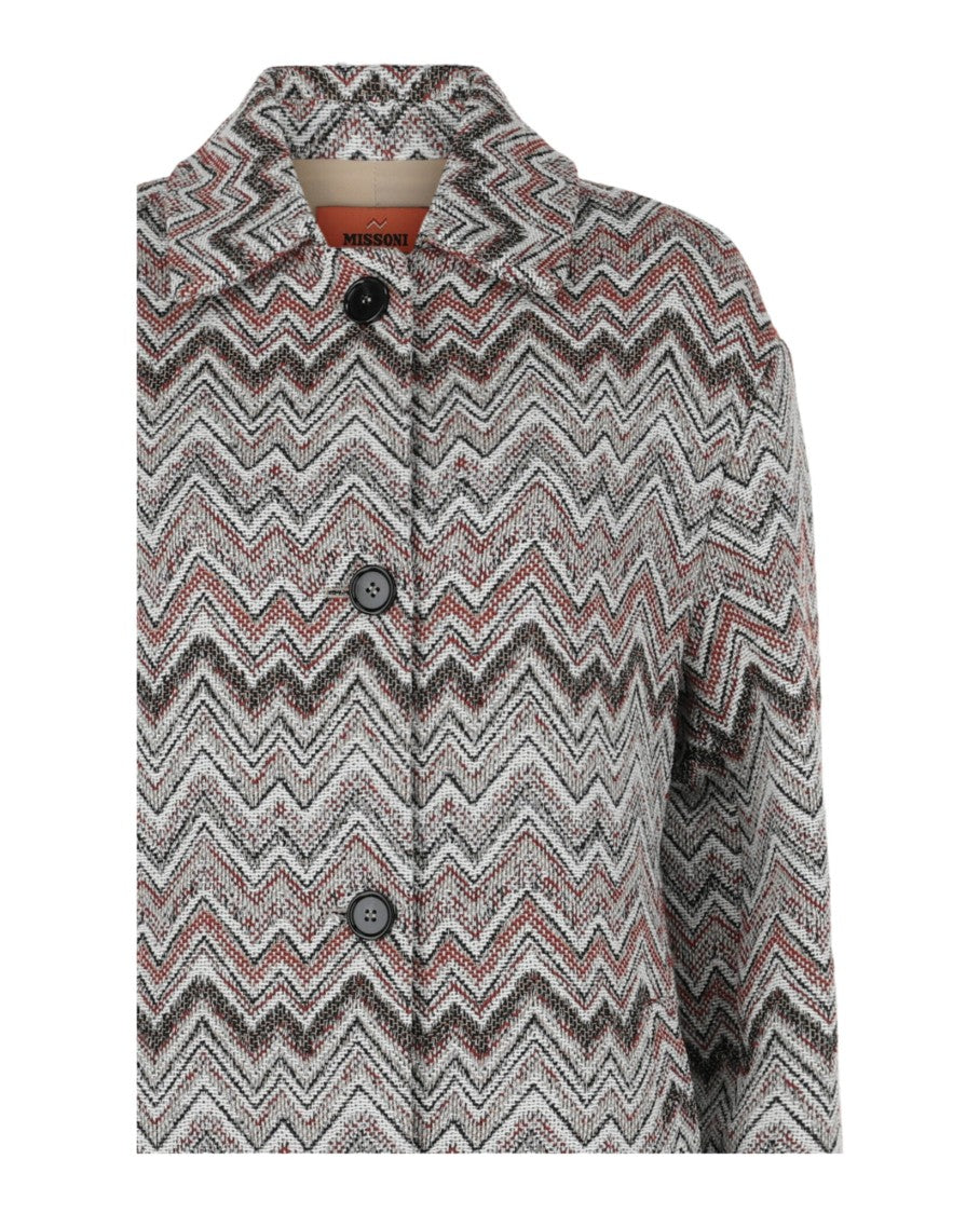 M Missoni Tweed Chevron-Pattern Coat