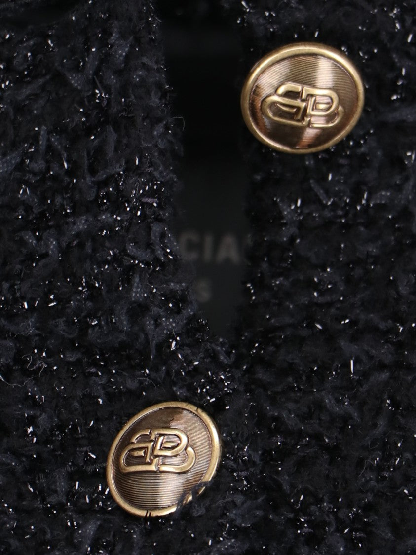 Balenciaga Crop Button Cardigan – Black