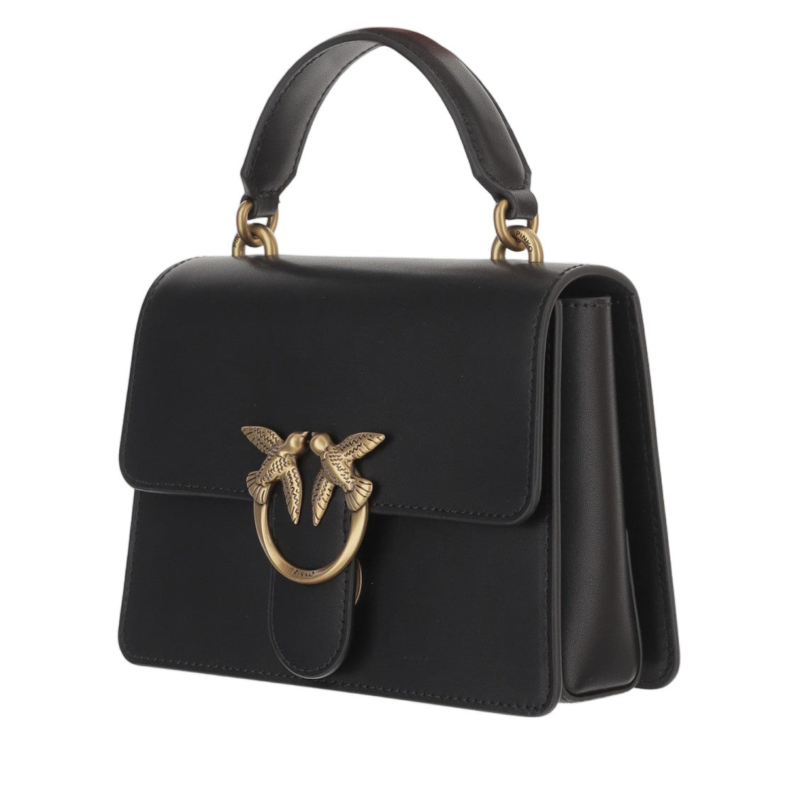 Pinko Black Love One Mini Light Leather Shoulder Bag