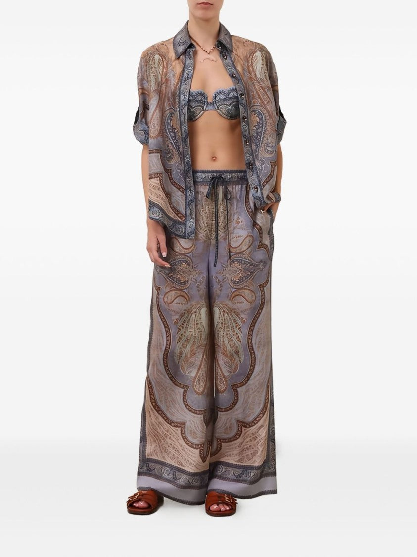 Zimmermann Wide-Leg Trousers With Intricate Paisley Print
