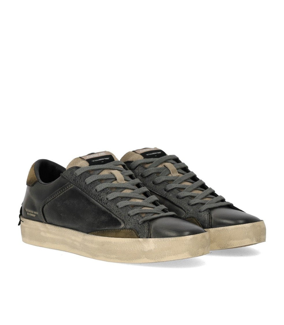 Crime London Distressed Black Sneaker