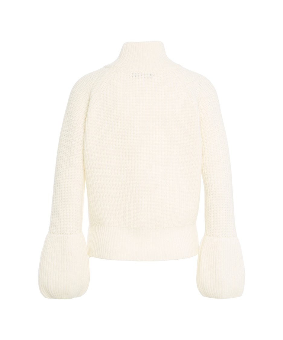 Jucca High-Neck Knitwear Sweater With Gathered Cuffs