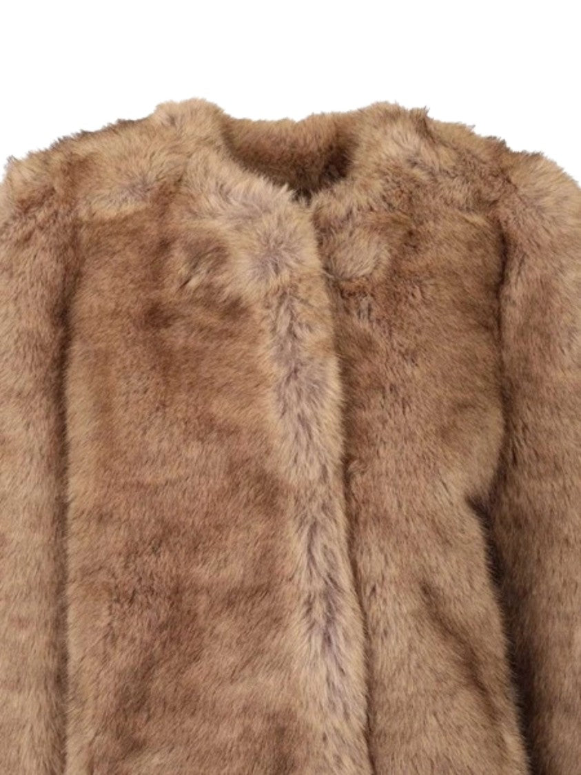 Stand Studio Beige Sadie Faux Fur Jacket