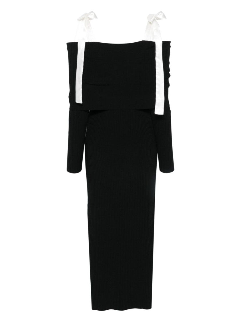 Rotate Off-The-Shoulder Black Maxi Dress