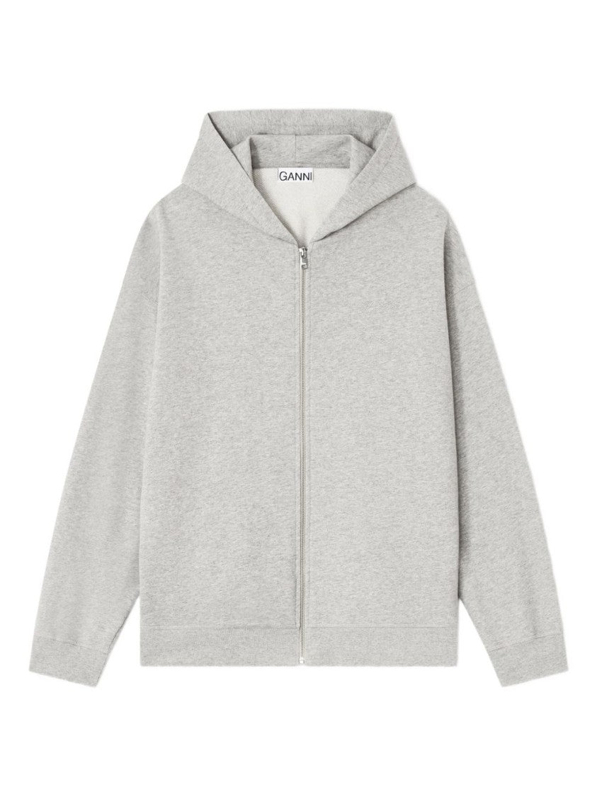 Ganni Playful Grey Zip-Up Hoodie