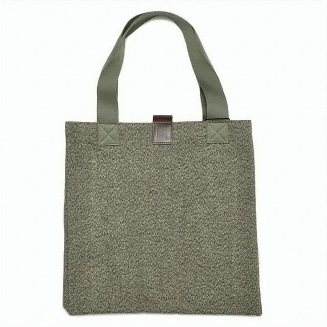 Nigel Cabourn Textured Green Cotton Shoulder Bag With Leather Strap