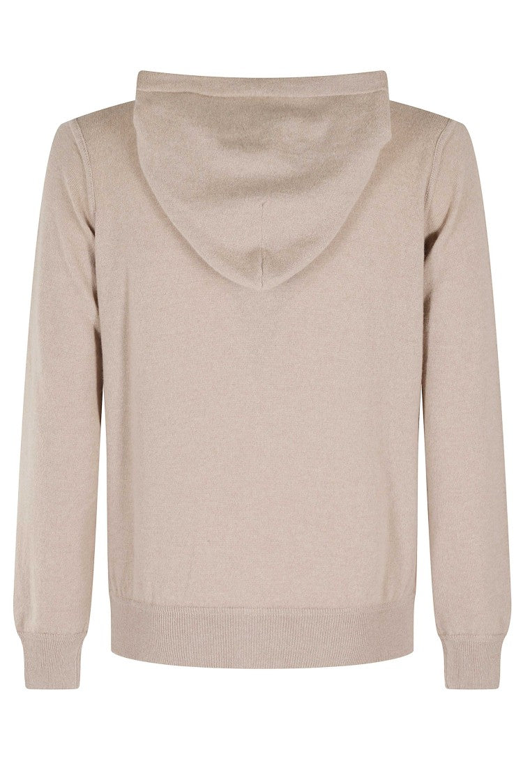 Filippo De Laurentiis Cashmere Wool Blend Zip-Through Sweater With Drawstring Hood