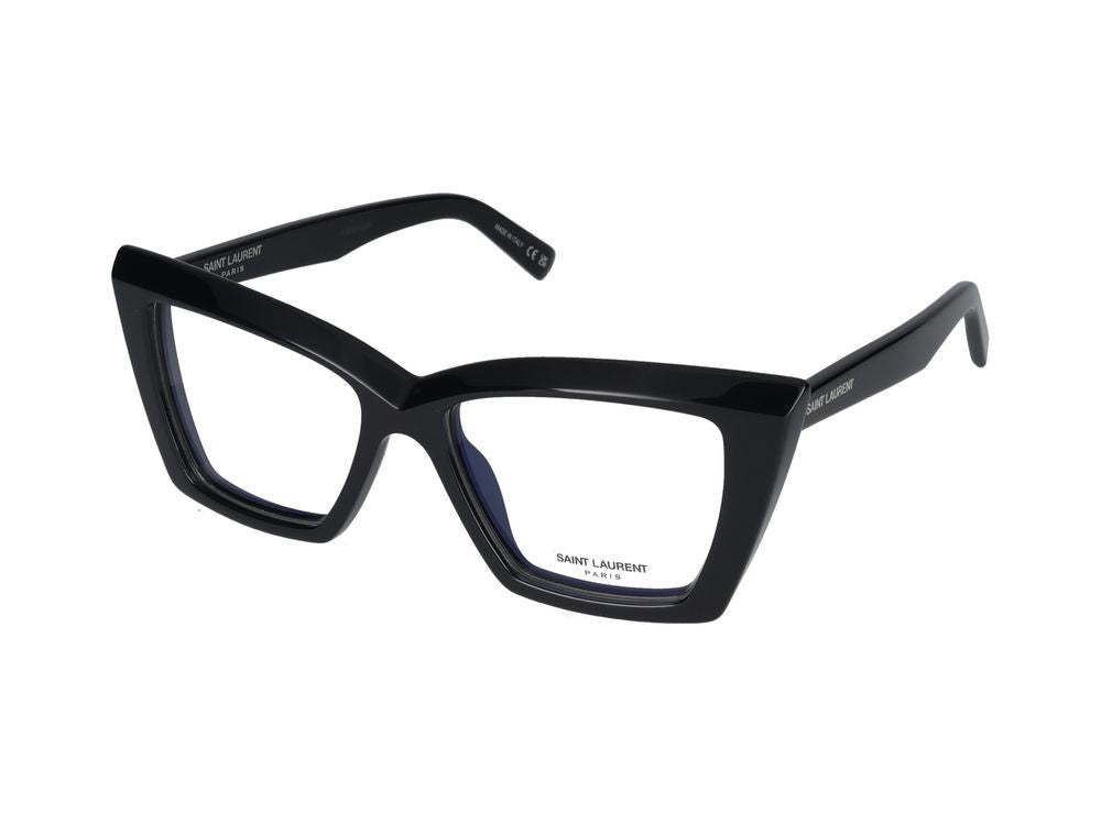 Saint Laurent Black Glossy Finish Oversized Square Eyeglasses