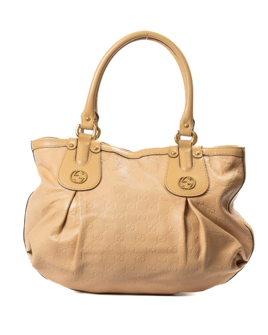 Gucci Beige Scarlett Small Gg Pattern Leather Tote Bag