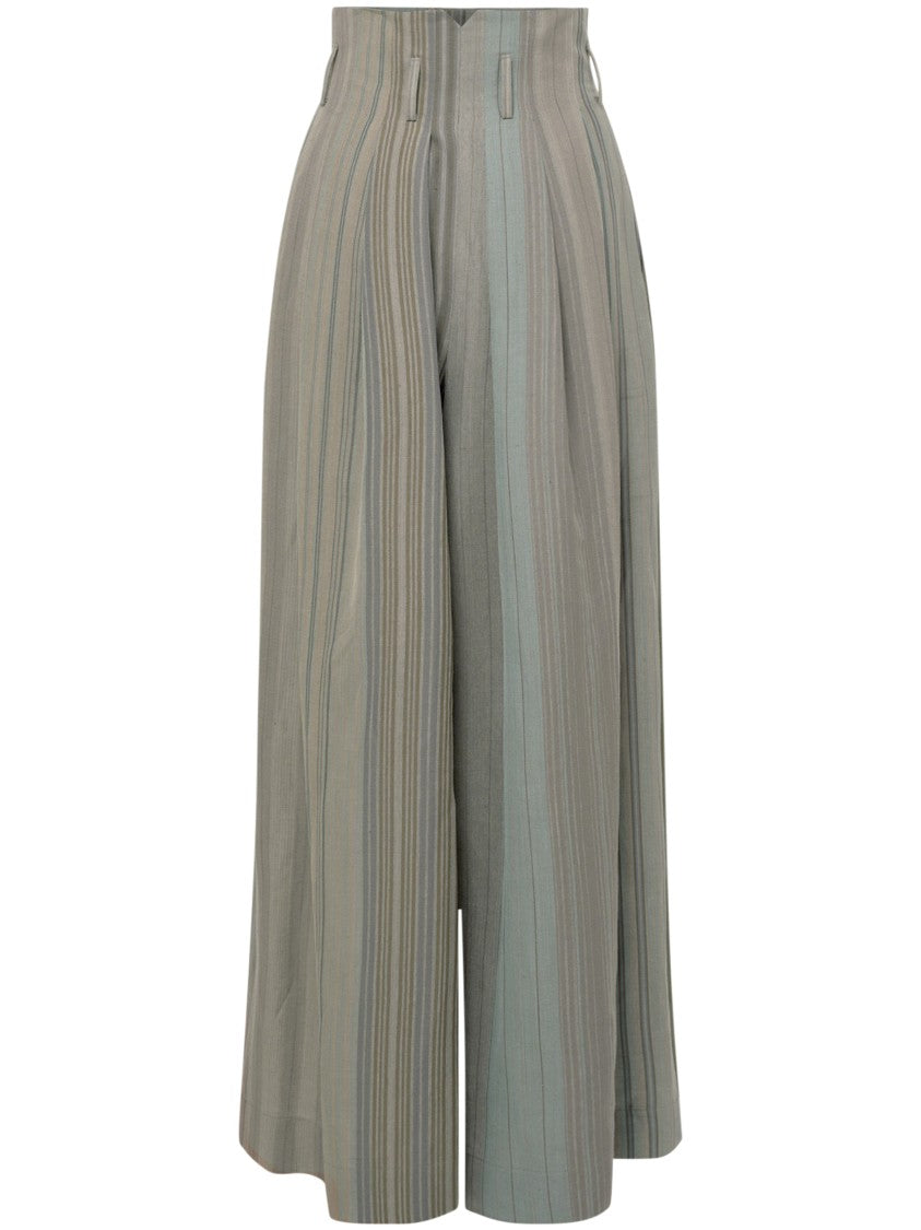 Vivienne Westwood Wide-Leg Trousers With Pleated Design And Textured Stripes