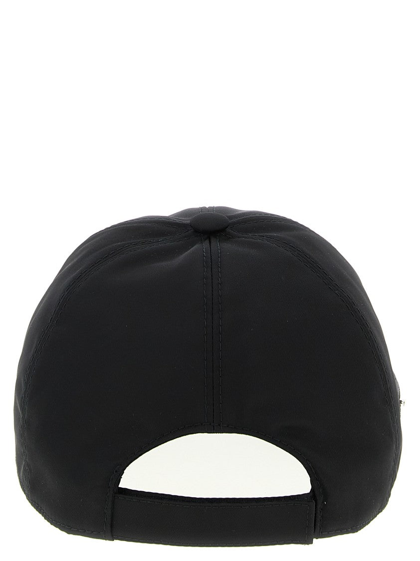 Prada Nylon Cap With Side Logo Application And Adjustable Strap