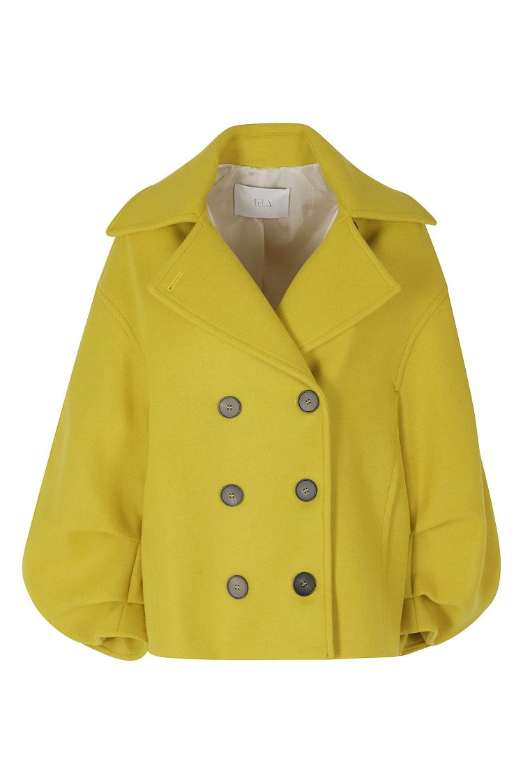 Tela Yellow Seth Oversized Double-Breasted Wool-Blend Jacket