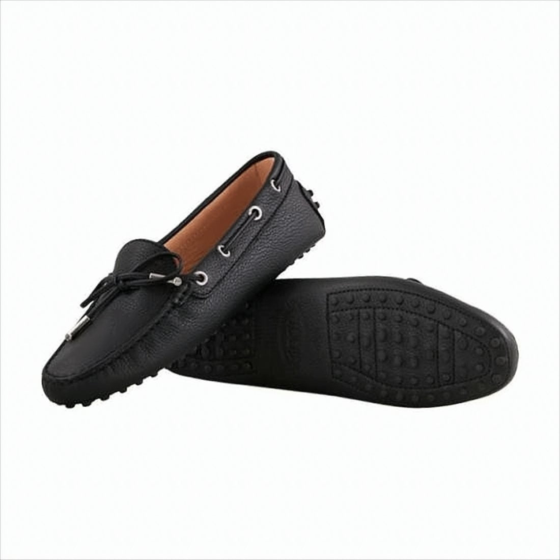 Tod's Black Leather Loafers With Moccasin Toe And Bow Detail