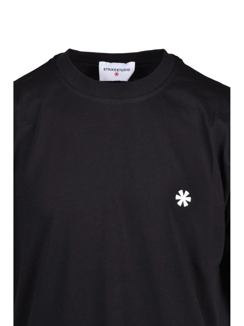 Strikestudio Black Cotton Crew Neck T-Shirt