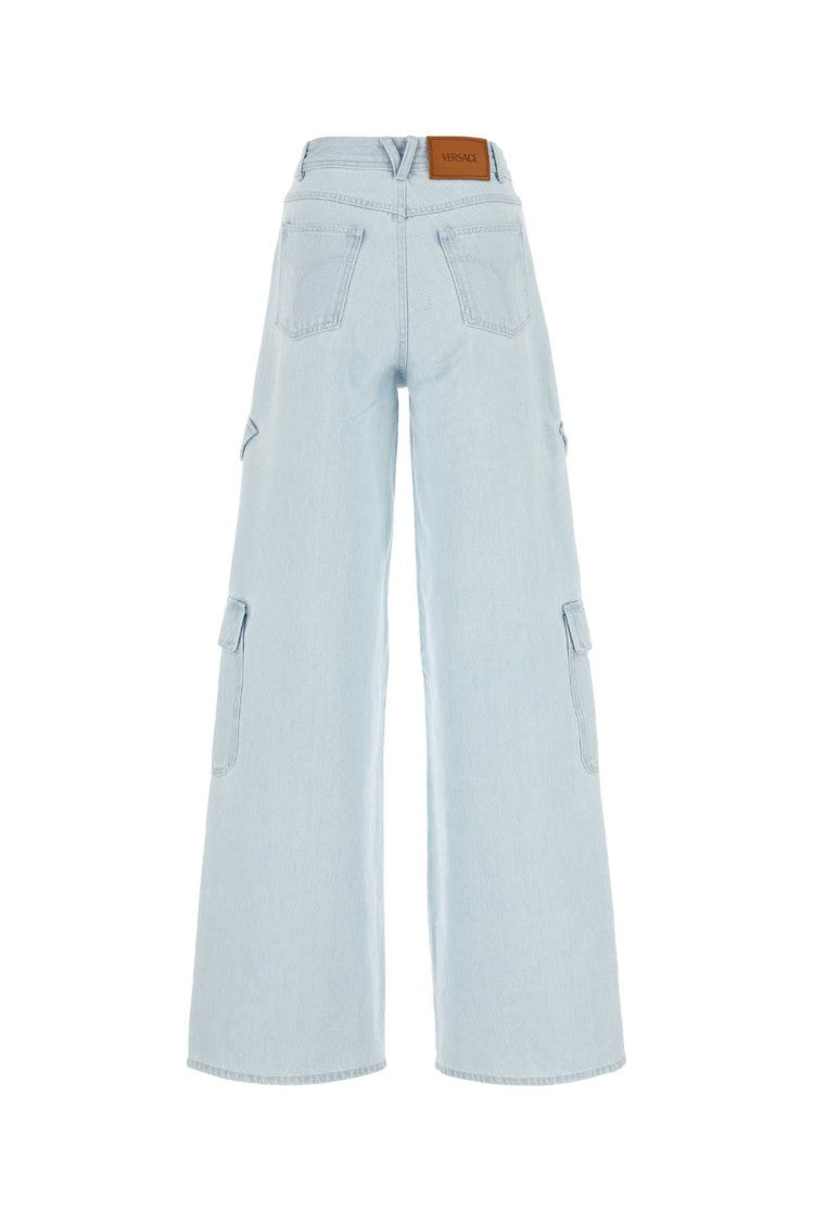 Versace Light Blue Denim Cargo Jeans