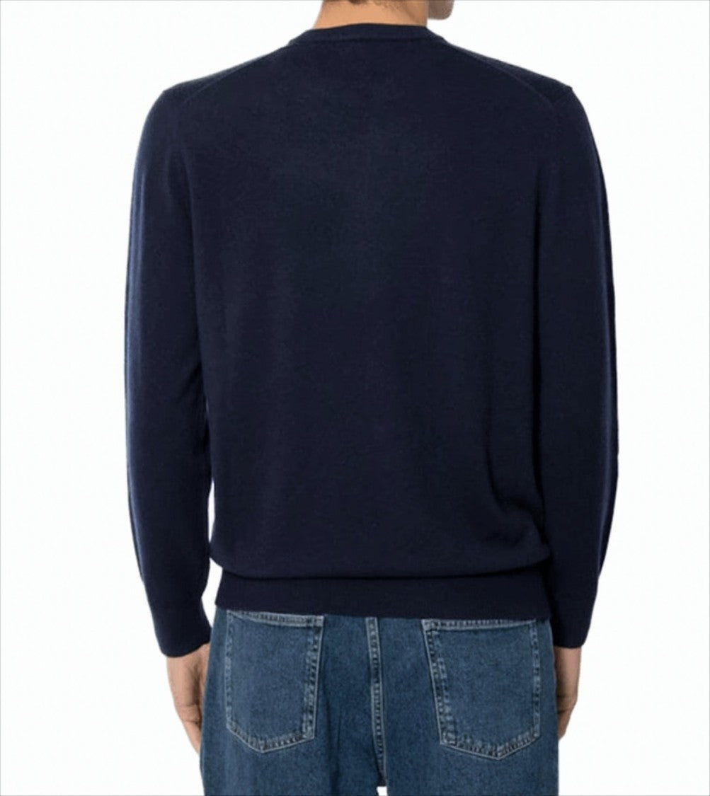 Mc2 Saint Barth Crew Neck Wool-Cashmere Blend Sweater With Embroidered Design