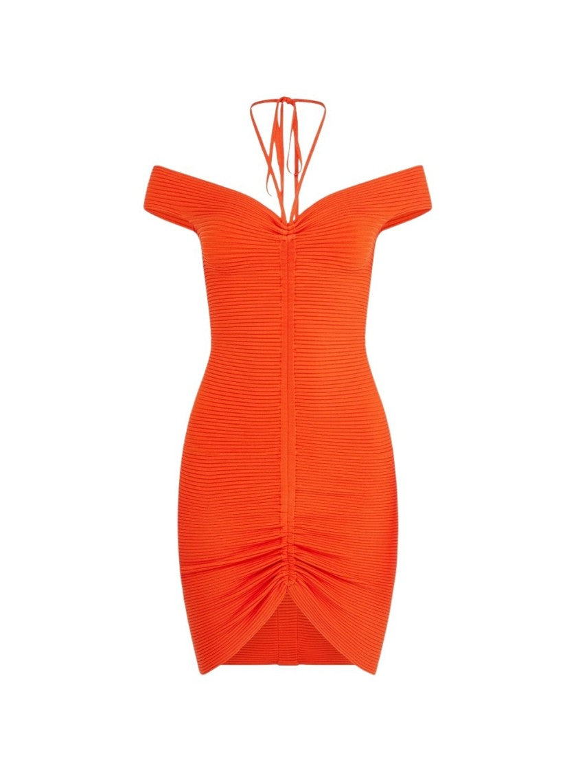 David Koma Off The Shoulder Mini Dress - Orange