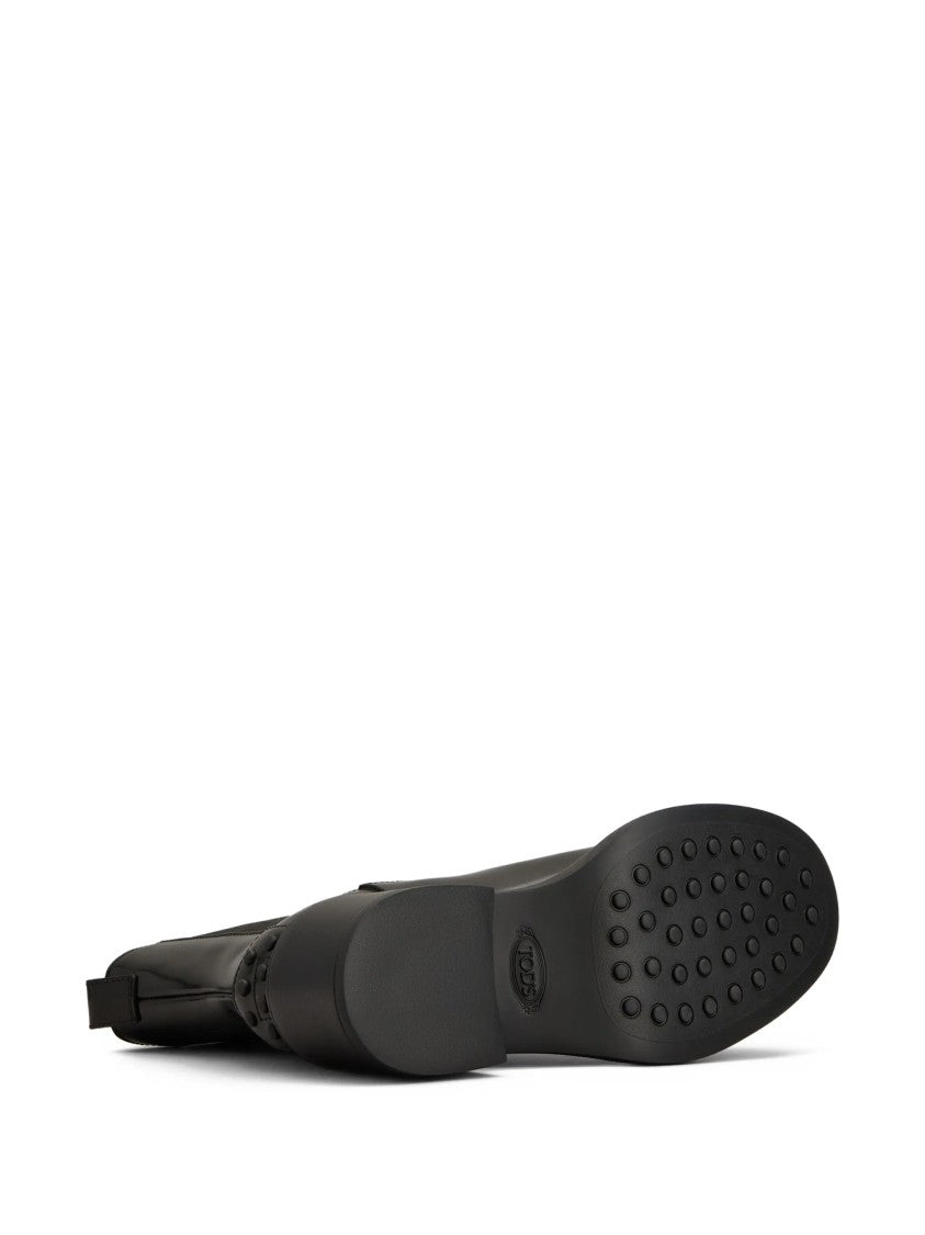 Tod's Polished Leather Ankle Boots With Elastic Side Panels