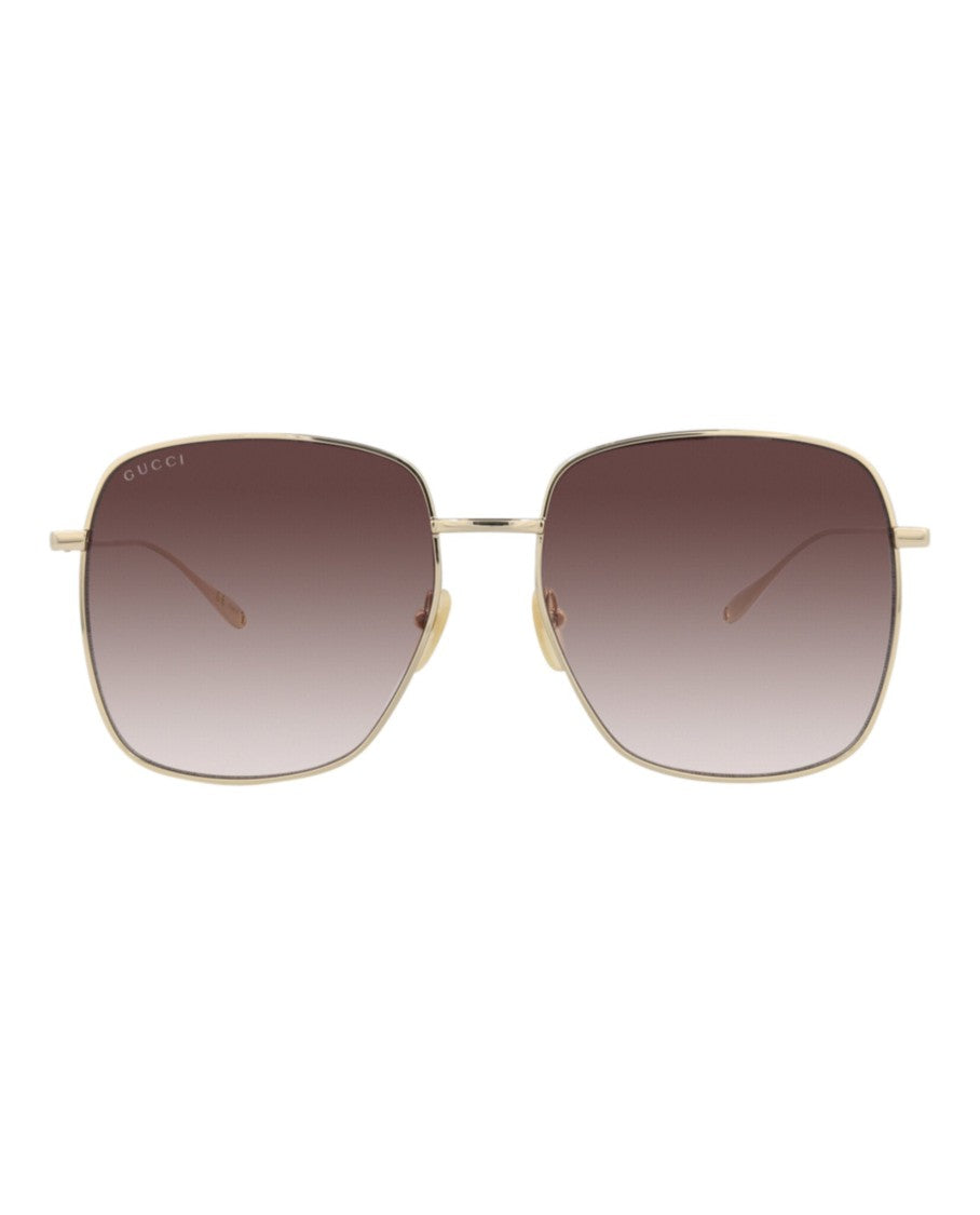 Gucci Square-Frame Metal Sunglasses With Velvet Case