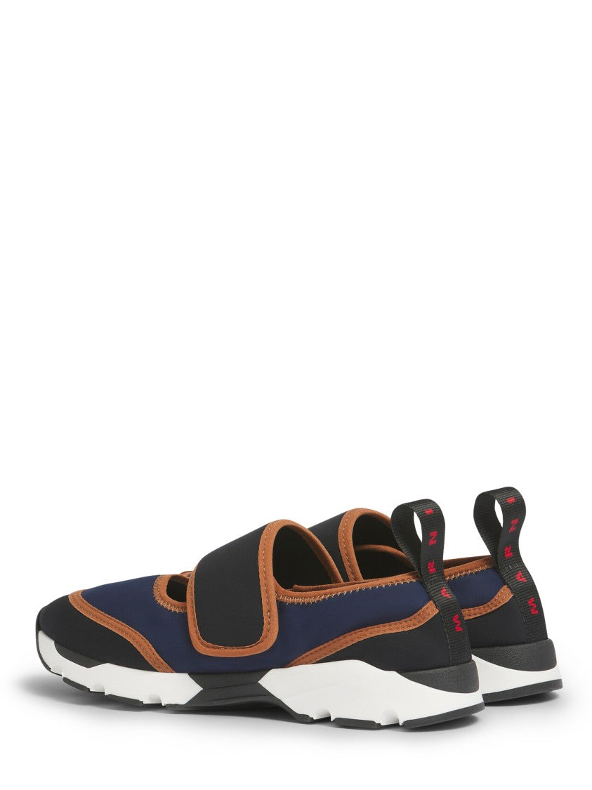 Marni Navy Low-Profile Sneakers With Leather Trims