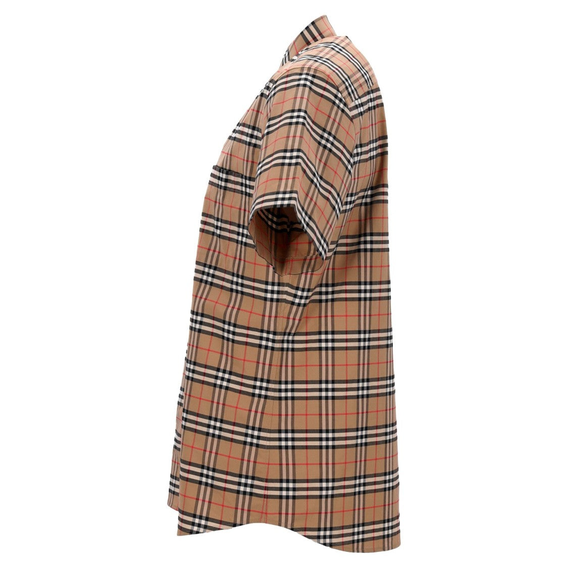 Burberry Short-Sleeved Checked Shirt With Classic Collar And Curved Hem