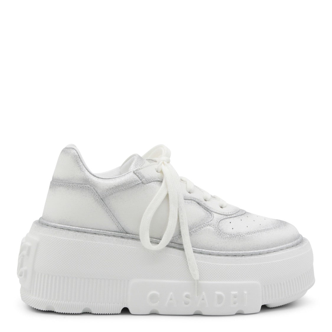 Casadei White Leather Platform Sneakers