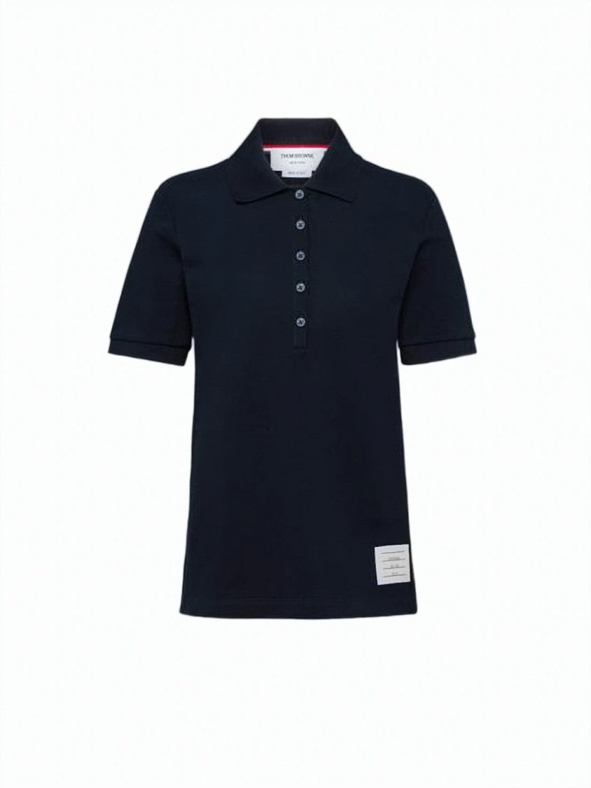 Thom Browne Short-Sleeved Polo Shirt With Classic Collar And Button Placket