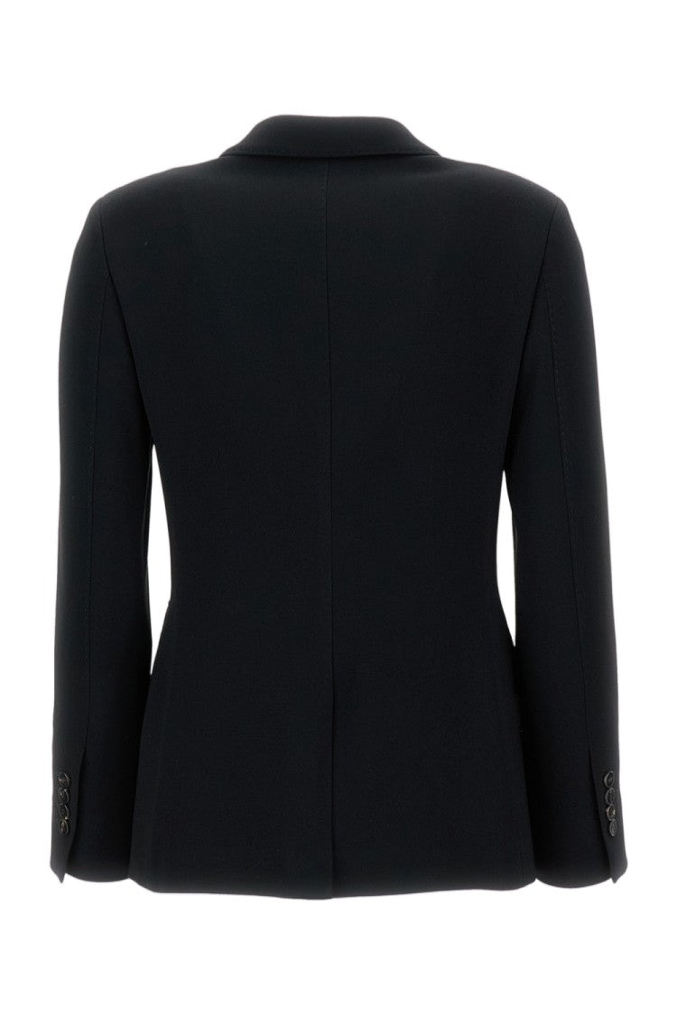 Alberto Biani Double-Breasted Cady Blazer With Classic Lapel And Flap Pockets