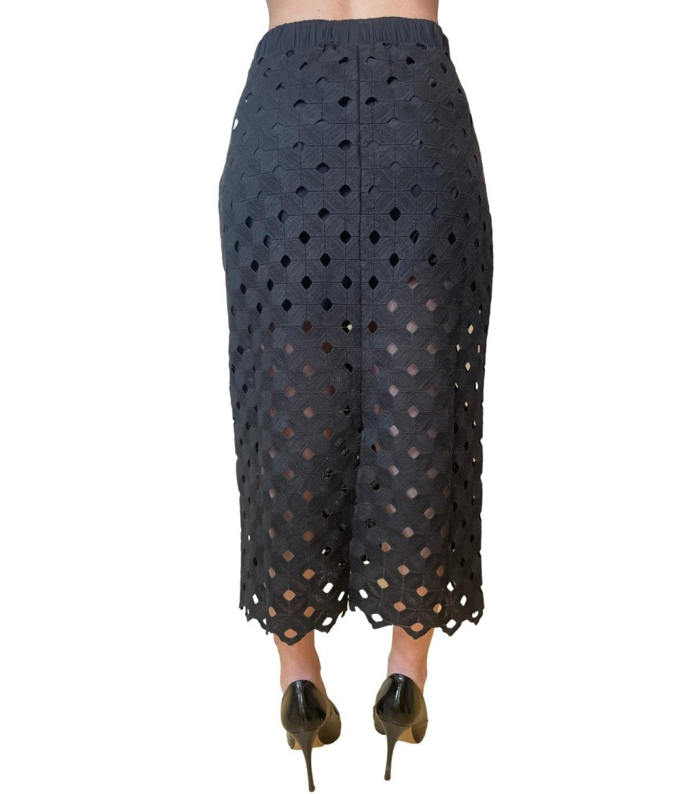 Max Mara Black Cotton Blend Beach Skirt