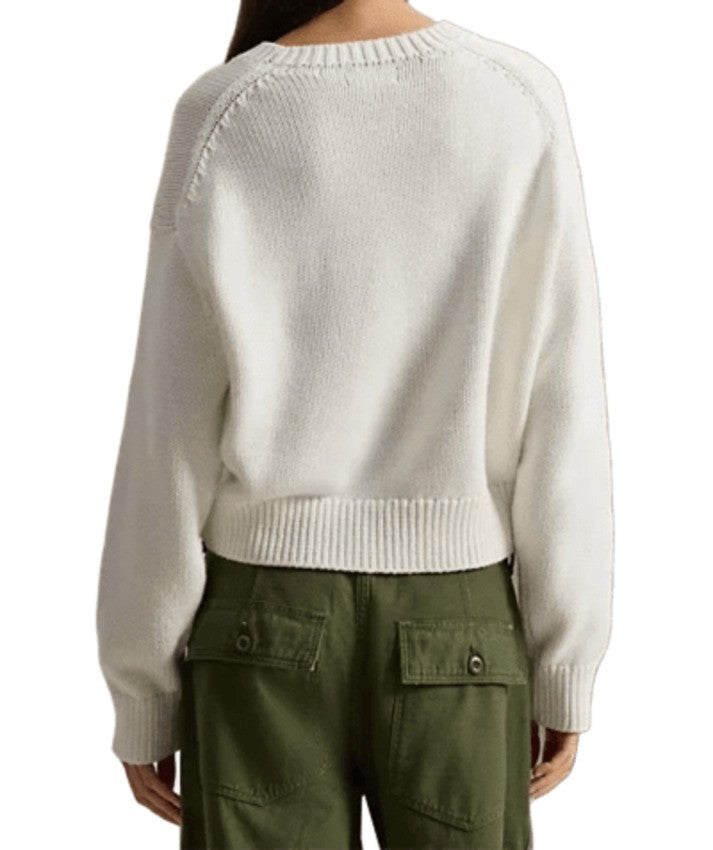 Polo Ralph Lauren White Cotton Big Pony Sweater