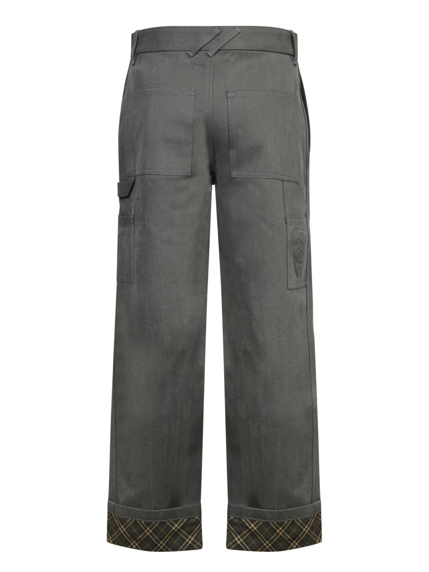 Burberry Tailored Grey Trousers With Unique Cuff Detail
