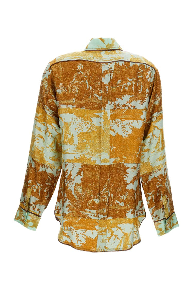 Pierre-Louis Mascia Multicolor Printed Silk Shirt With Classic Collar