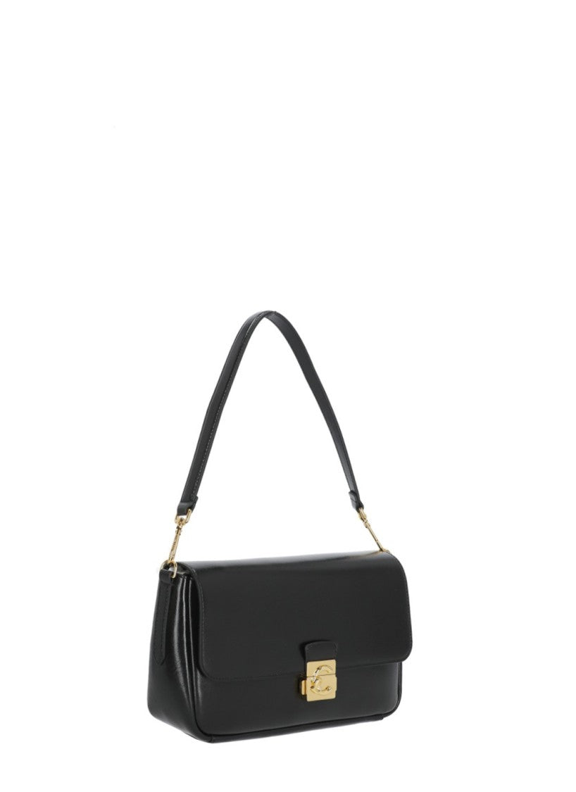 Coccinelle C-Me Lock Large Shoulder Bag With Polished Leather Finish
