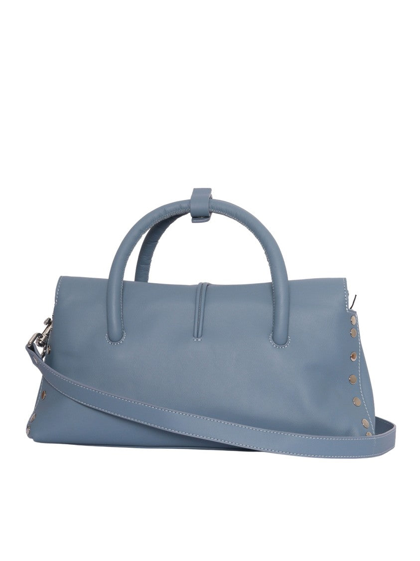 Zanellato Srl Blue Zelante Saeta Smooth Leather Handbag